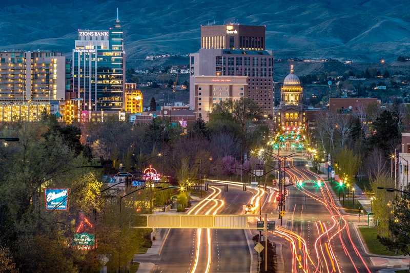 Boise skyline at night